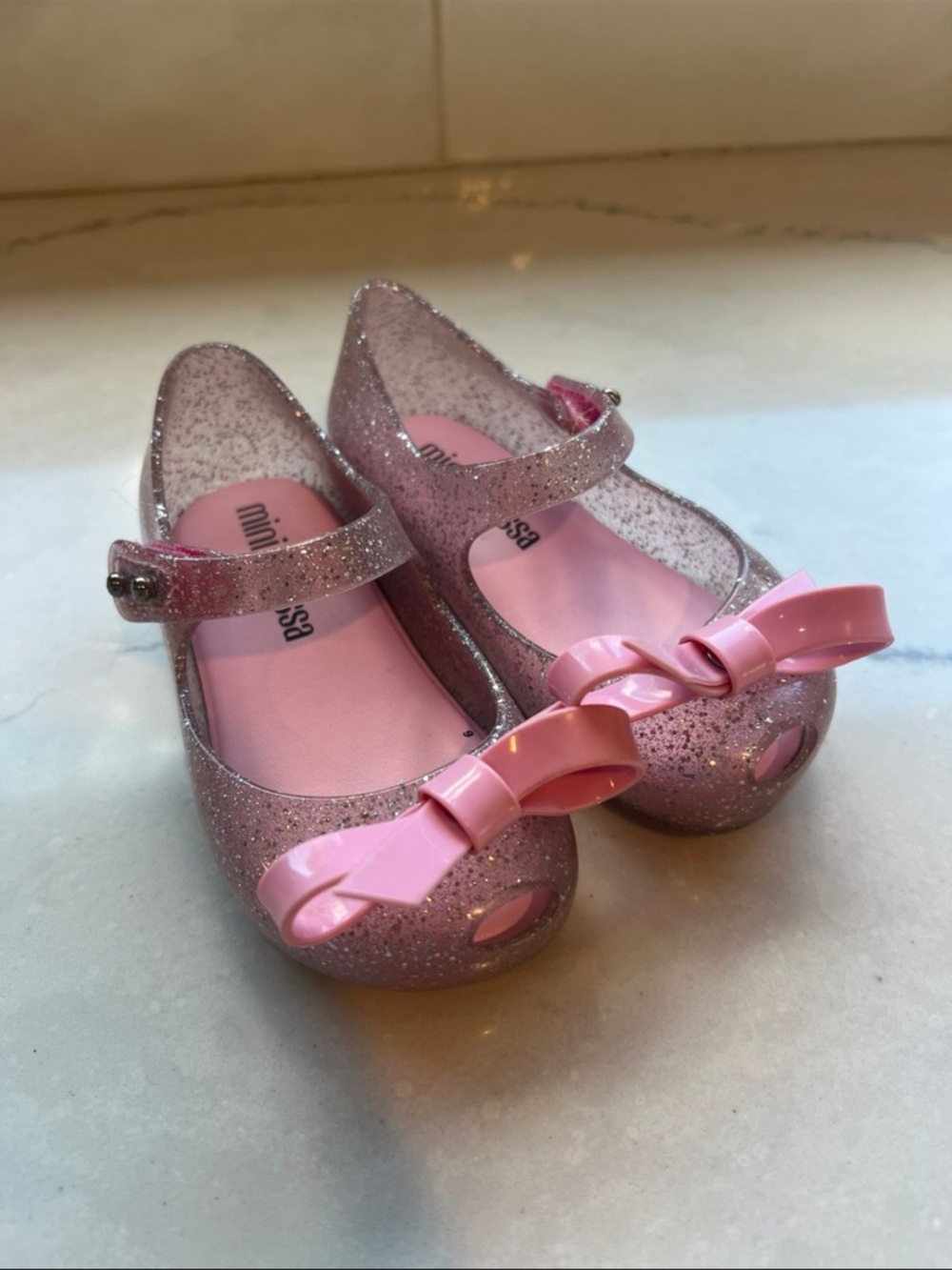Mini Melissa Glitter Pink Jelly Mary Jane with Bow size 6